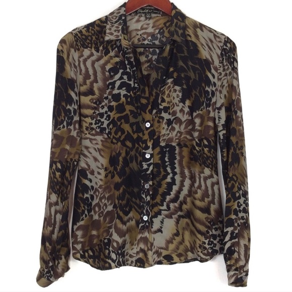 Elizabeth and James Tops - Elisabeth and James Animal Print Button Up